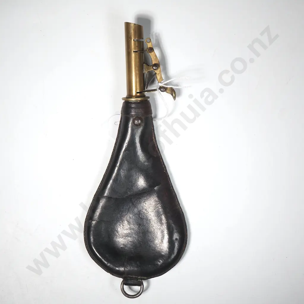 Antique Leather Body Powder Flask Image 1++