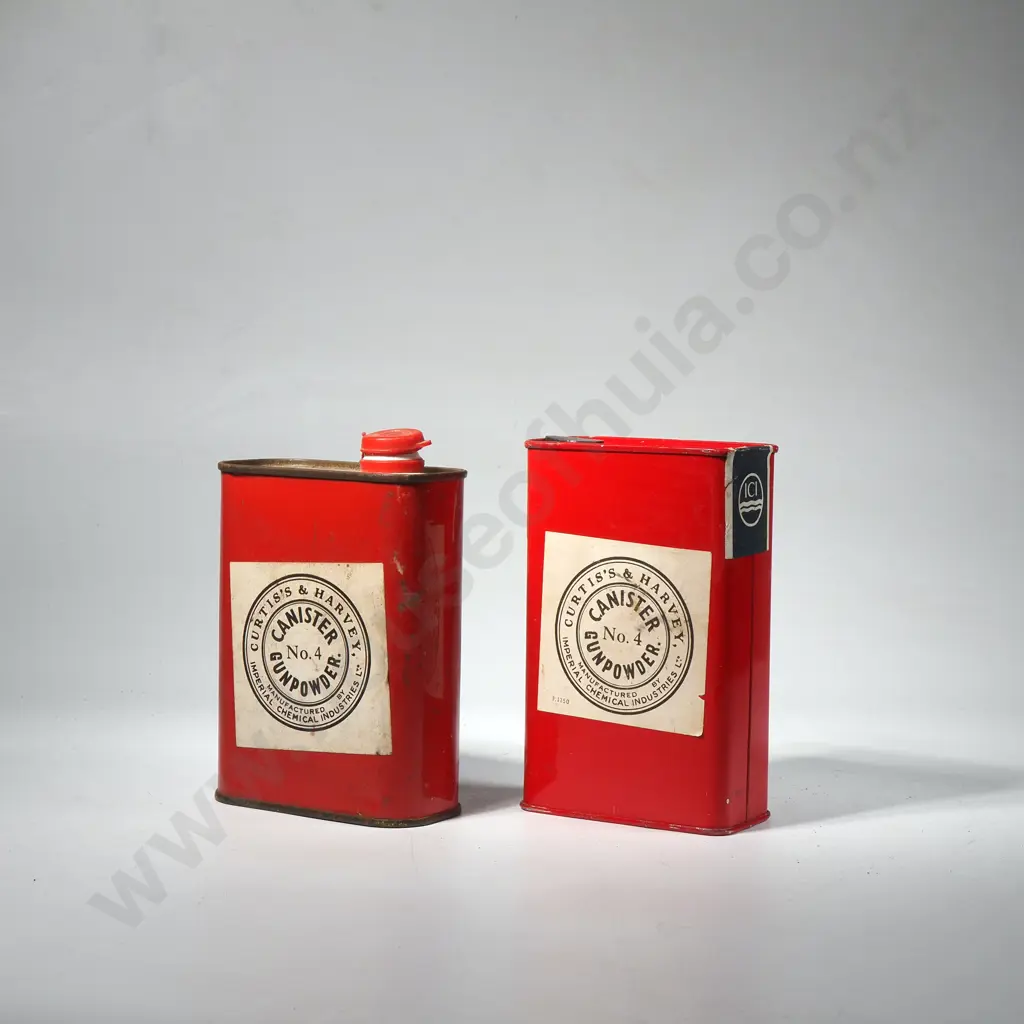 2 x Vintage Curtis's & Harvey No. 4 Canister Gunpowder Tins Image 1++