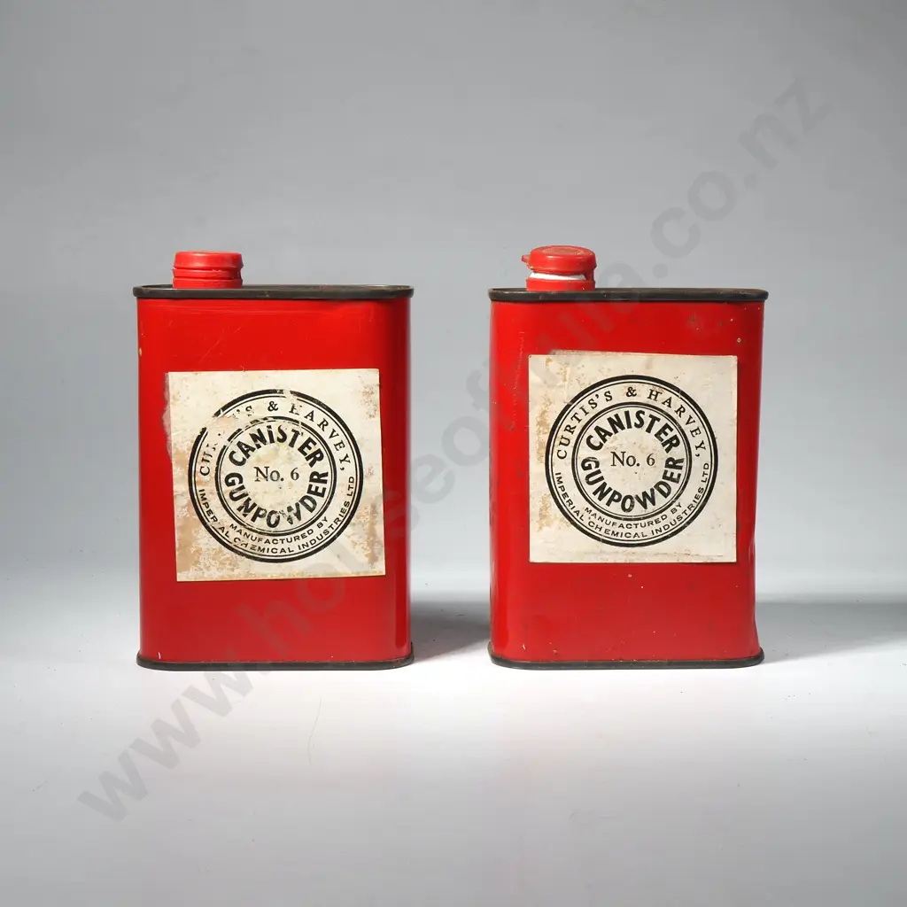 2 x Vintage Curtis's & Harvey No 6 Canister Gunpowder Tins Image 1++