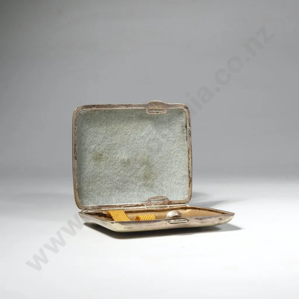 WW1 New Zealand Cigarette Case w KC Signal Corp Badge on Front  Image 1++