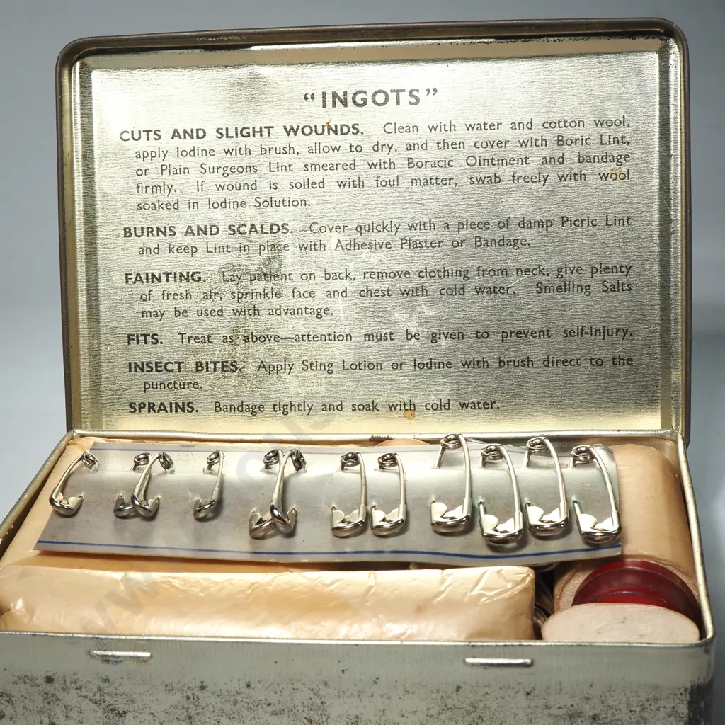 Vintage Ingot Homecar Complete First Aid Kit/ Outfit All British Auto Travel & Contents Image 1++