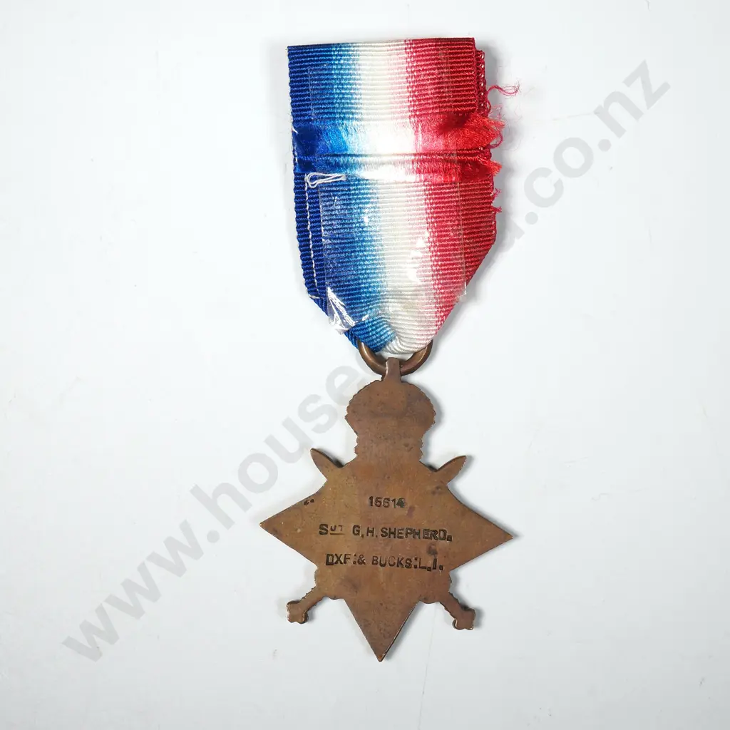 WW1 1914/15 Star to Sjt G H Shepherd DXF & Bucks Light Infantry  Image 1++