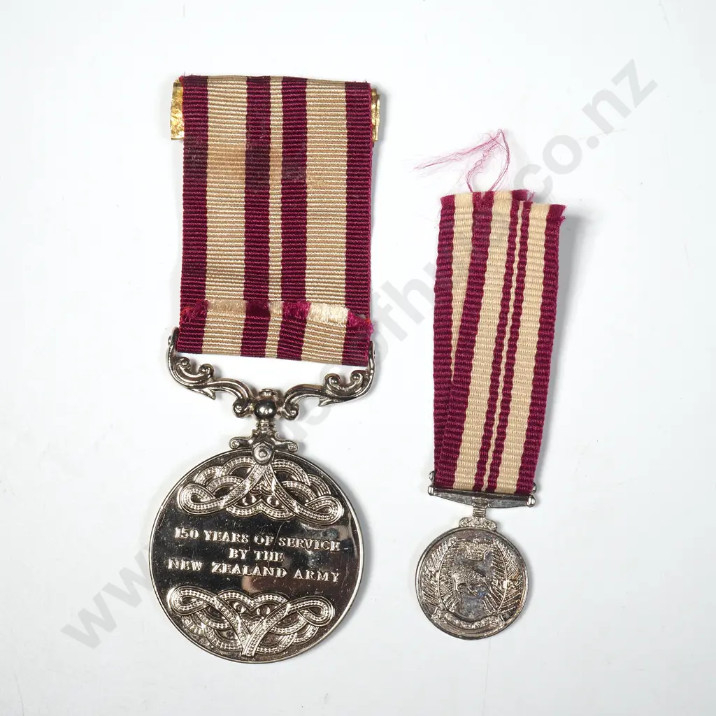 NZ Army 150 Years Service Medal And Matching Miniature. Image 1++