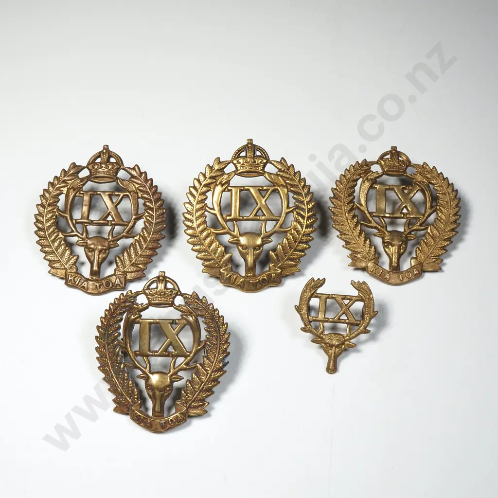 WW1 New Zealand 9th Regiment Cap & Collar Badges  Image 1++