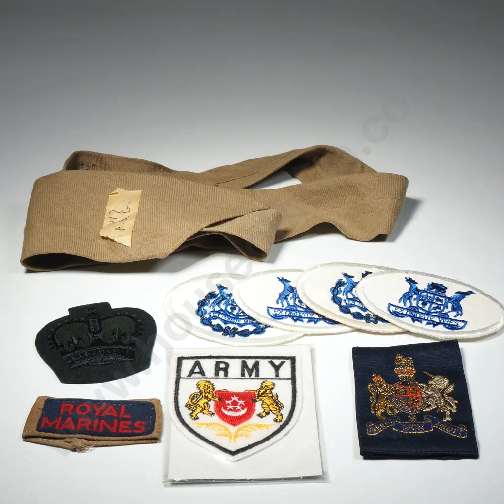 Eight Military Patches - Various, & One Military Tie. Image 1++
