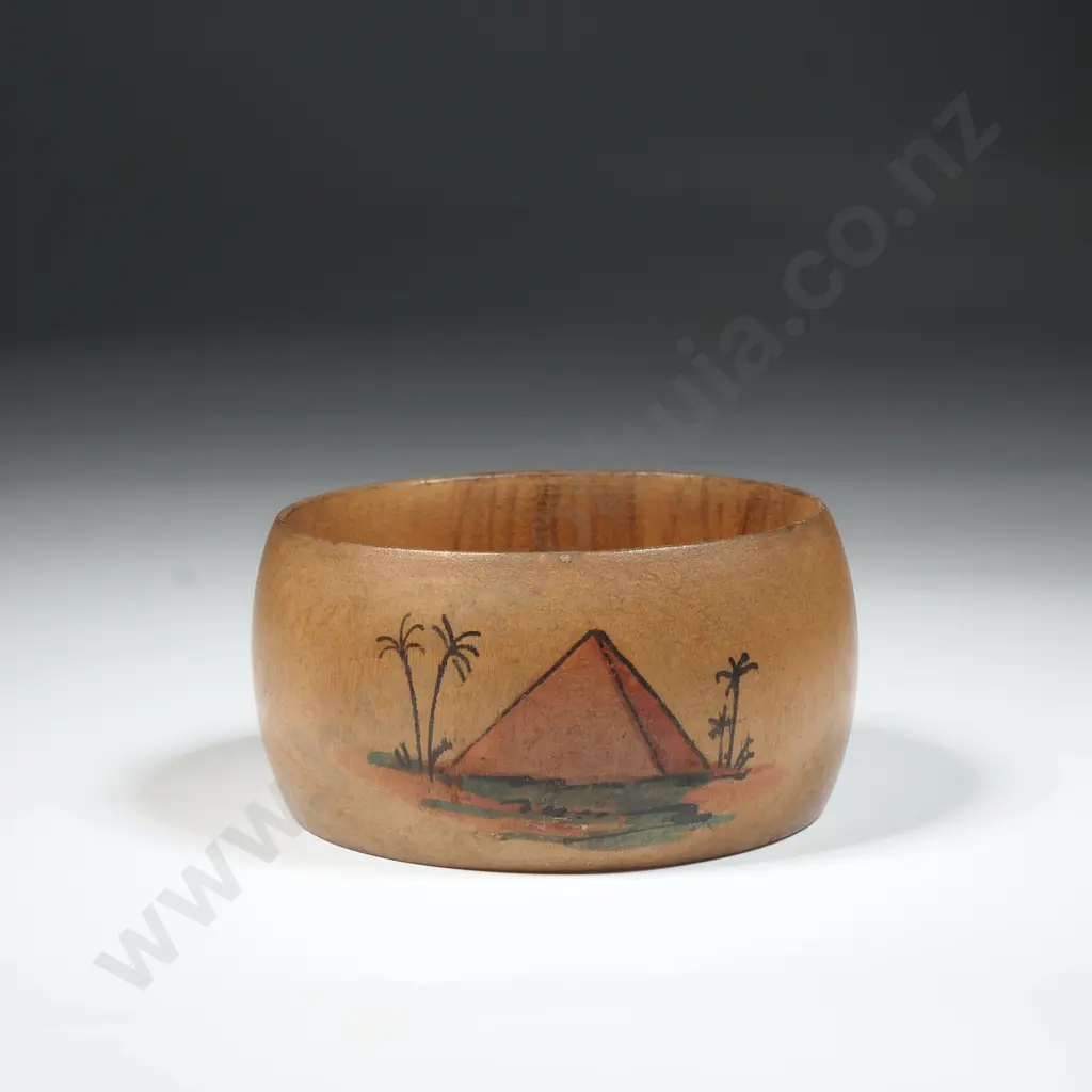 Wooden Serviette Ring Depicting Egypt Possibly WWII Image 1++