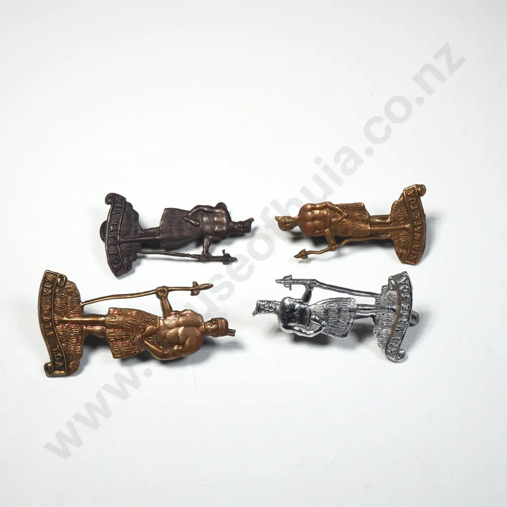 Four 8th Southland Rifles Badges- Three Collar & One Cap  Image 1++
