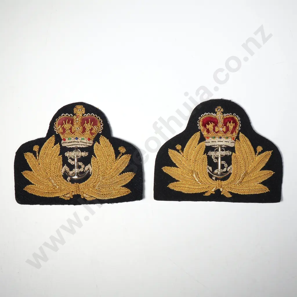 Royal NZ Navy 2 x Post 1953 Bullion Officer Hat Badges Image 1++