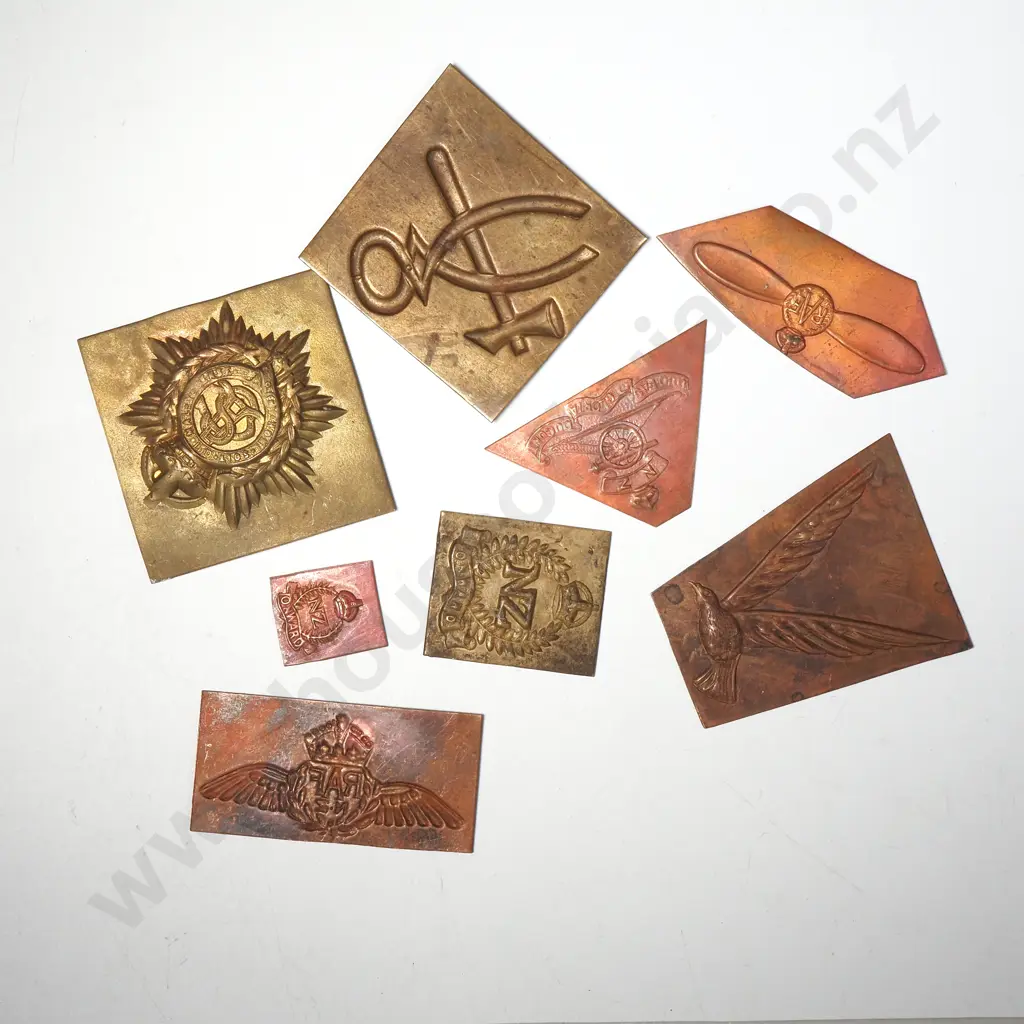 8 x NZ Military Related Unfinished Badge Strikings (On Brass/Copper) Image 1++