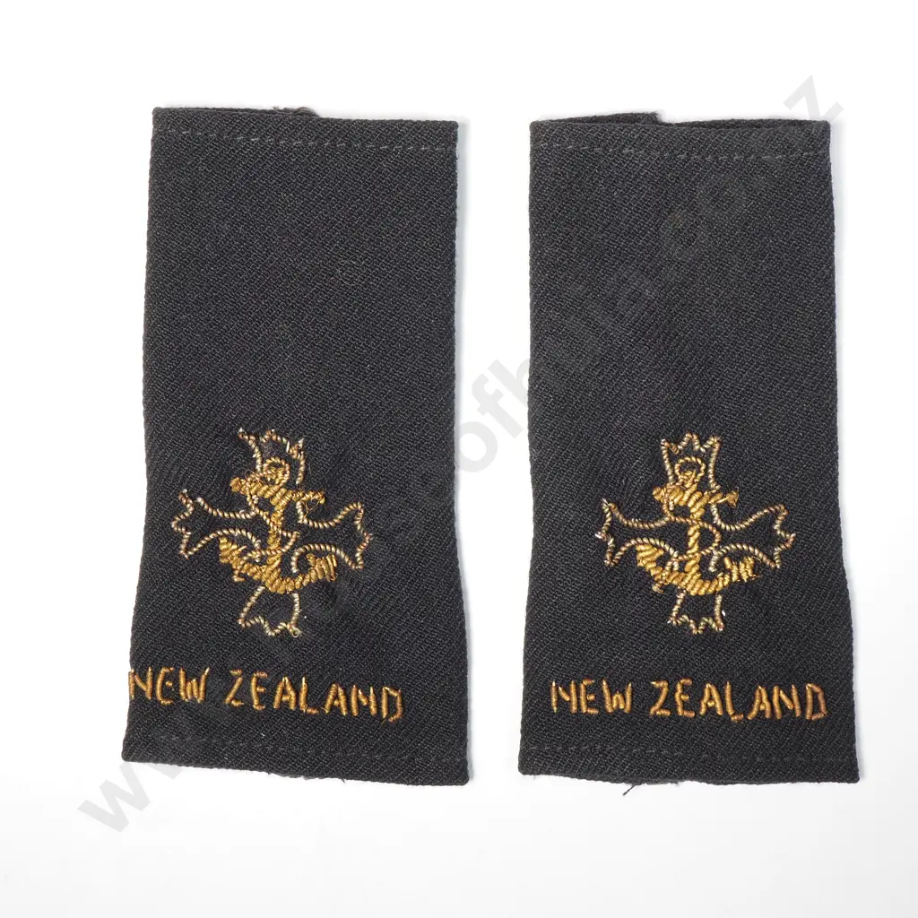 Royal NZ Navy Chaplain Pair Bullion Embroidered Slip-On Epaulettes Image 1++