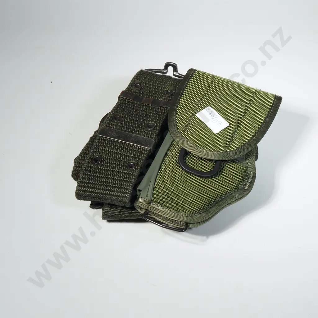 Pistol Belt w Bianchi UM84/92 Universal Military Holster & Tactical Pouch Image 1++