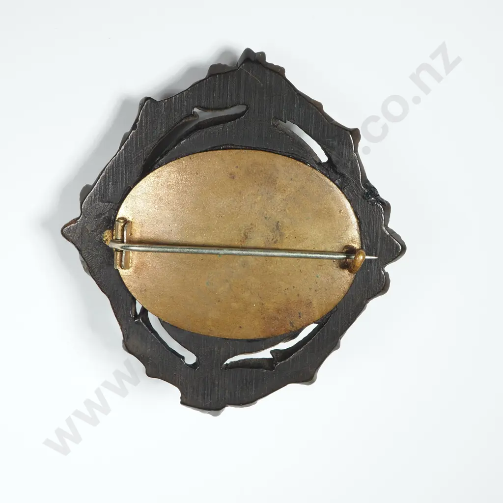 Impressive Antique Carved Bog Oak Brooch Image 1++