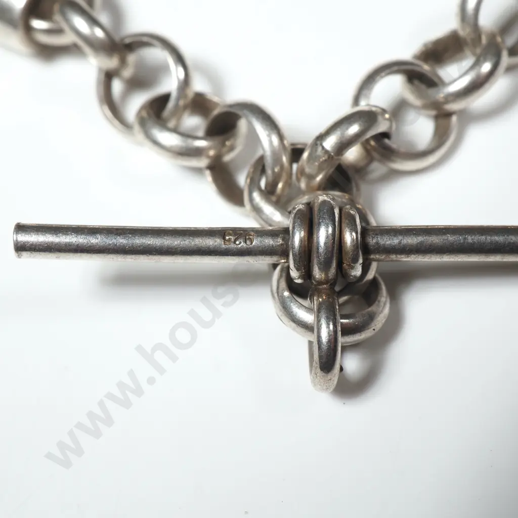 Modern Sterling Silver And Greenstone Double Albert Chain Image 1++