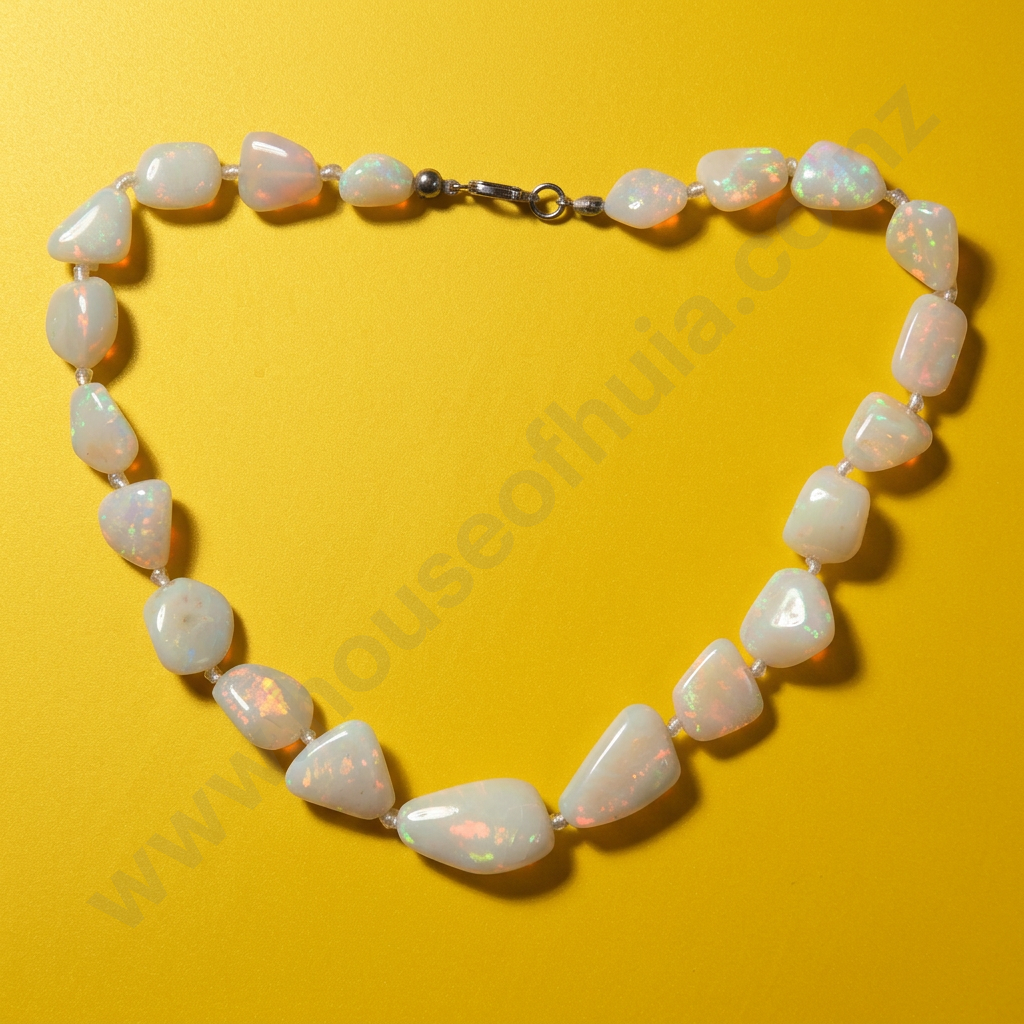 Impressive Polished Opal Bead Necklace w Valuation for $4,100.00 Image 1++