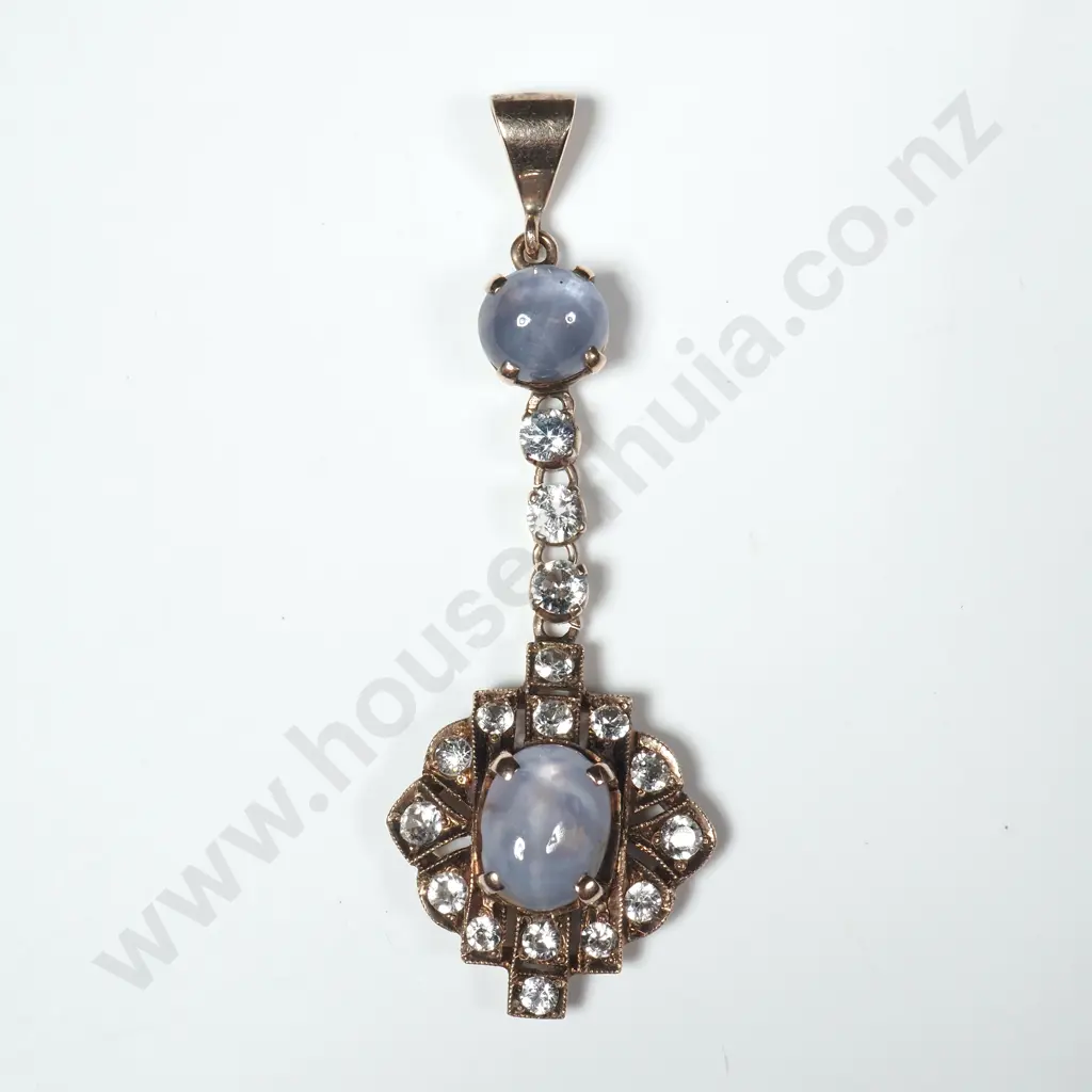 9ct Gold Star Sapphire & Sapphire Pendant w Valuation for $5,400.00 Image 1++