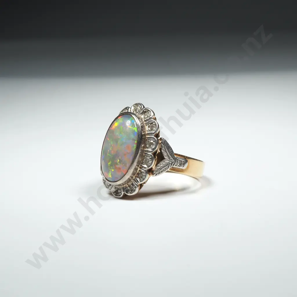18ct Gold Opal & Diamond Ring w Valuation for $7,130.00 Image 1++