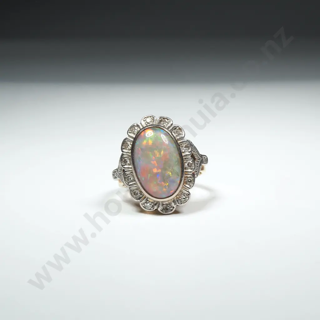 18ct Gold Opal & Diamond Ring w Valuation for $7,130.00 Image 1++