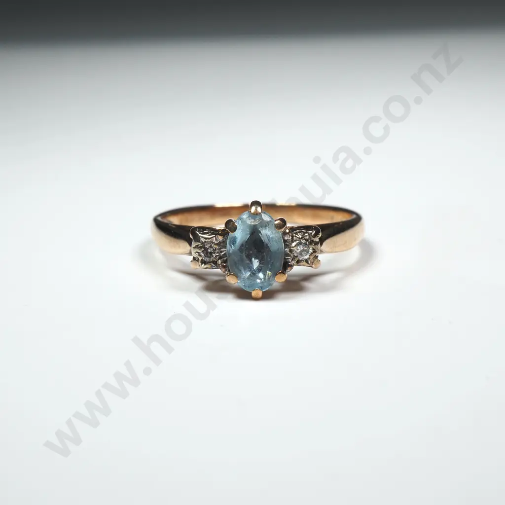 9ct Gold Blue Stone Ring Image 1++