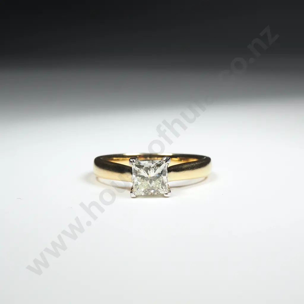 18ct Gold Princess Cut Diamond Ring w Valuation for $8,475.00 Image 1++