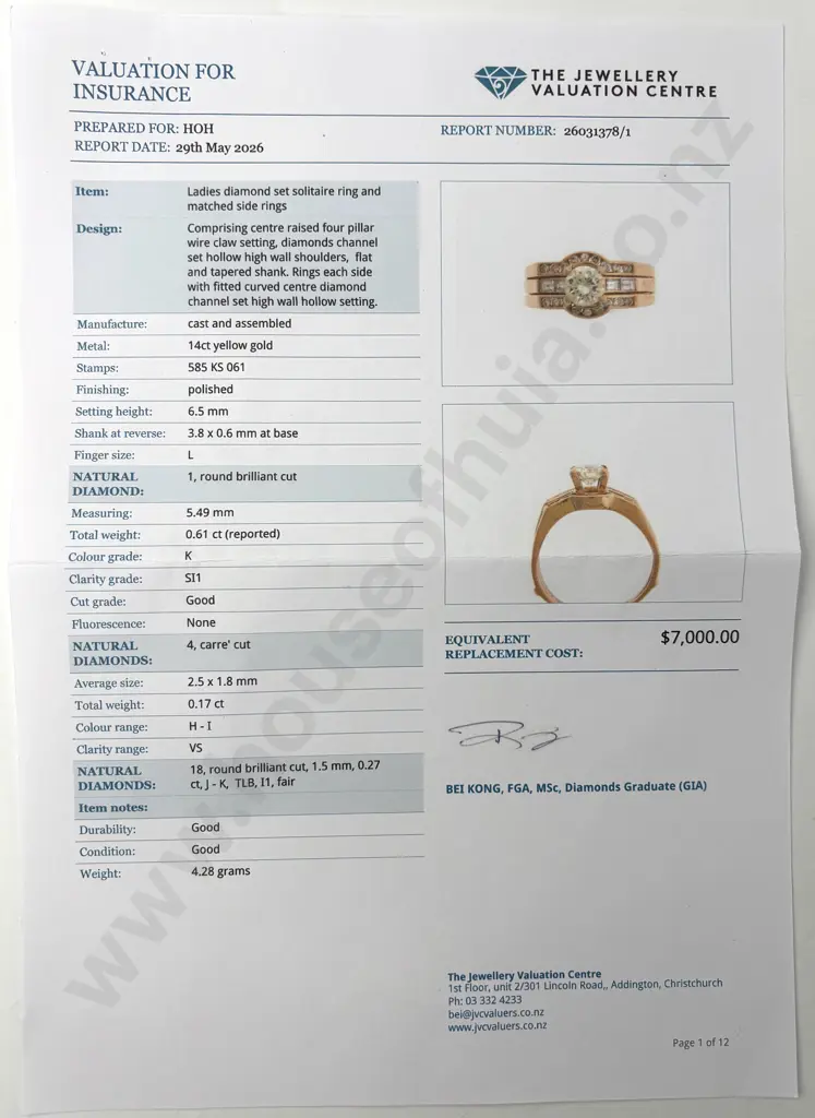 14ct Gold Diamond Ring w Valuation for $7,000.00 Image 1++