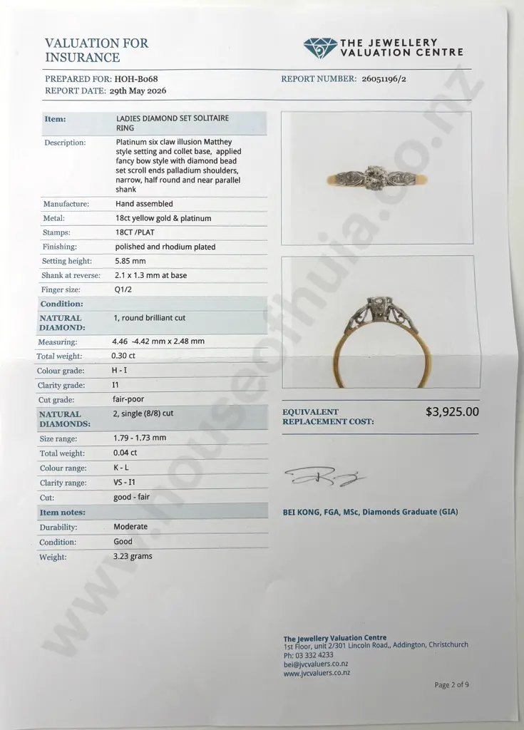 18ct Gold Diamond Solitaire Ring w Valuation for $3,925.00 Image 1++