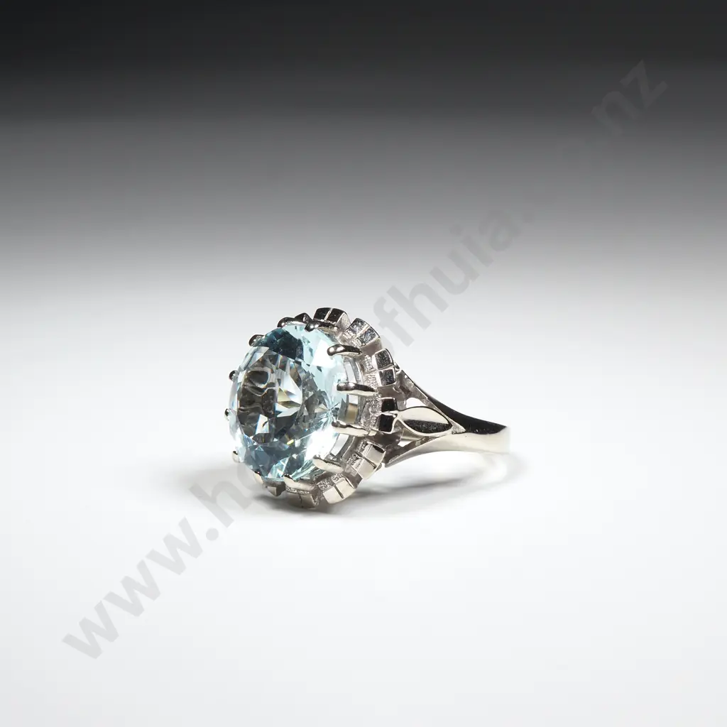 Impressive 18ct White Gold Aquamarine Ring w Valuation for $8,500.00 Image 1++