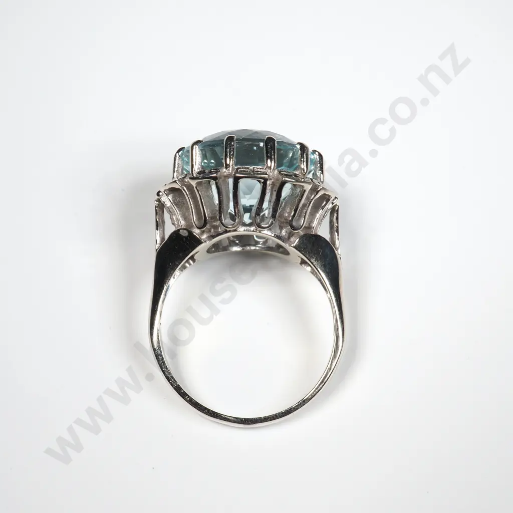 Impressive 18ct White Gold Aquamarine Ring w Valuation for $8,500.00 Image 1++