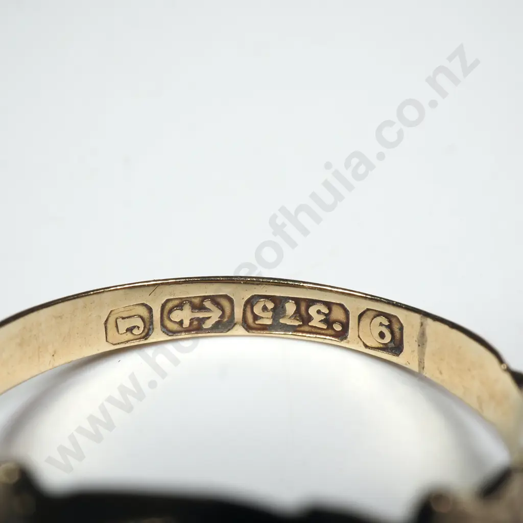 Antique 9ct Gold Purple Gem Ring w English Hallmarks Image 1++