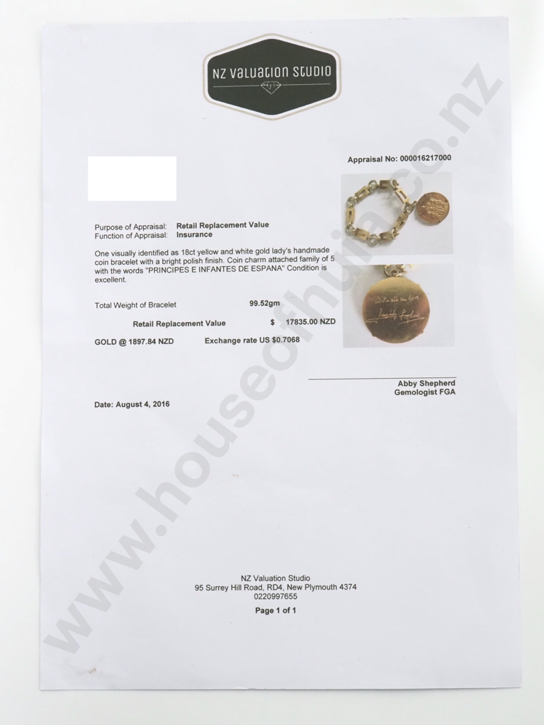 18ct Gold Bracelet w Valuation for $17,835.00 Image 1++