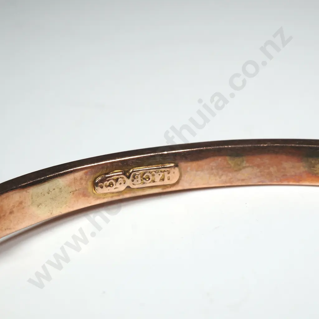 Antique 9ct Rose Gold Green Gem & Seed Pearl Bracelet Image 1++
