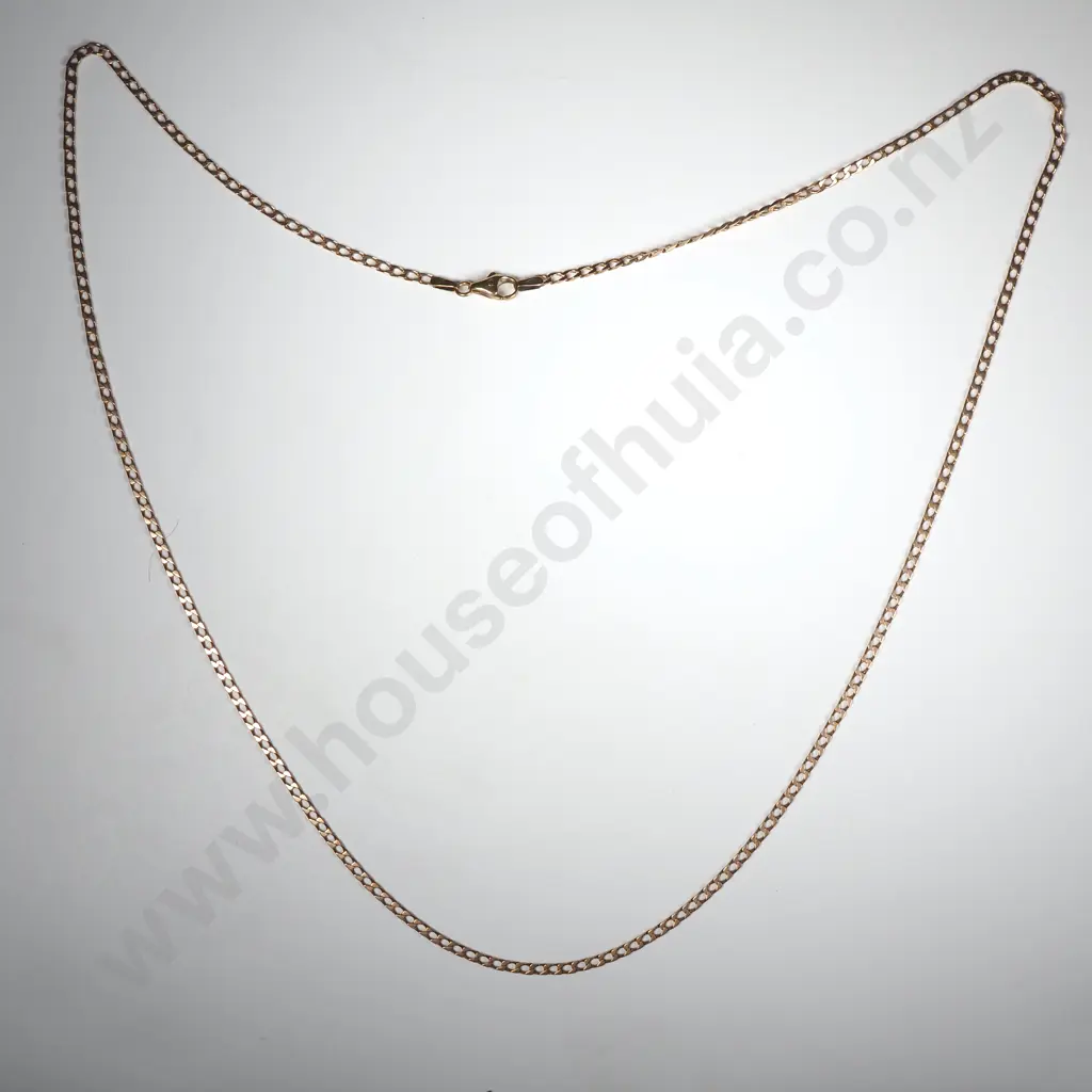 Vintage 9ct Gold Striaght Curb Link Necklace Image 1++