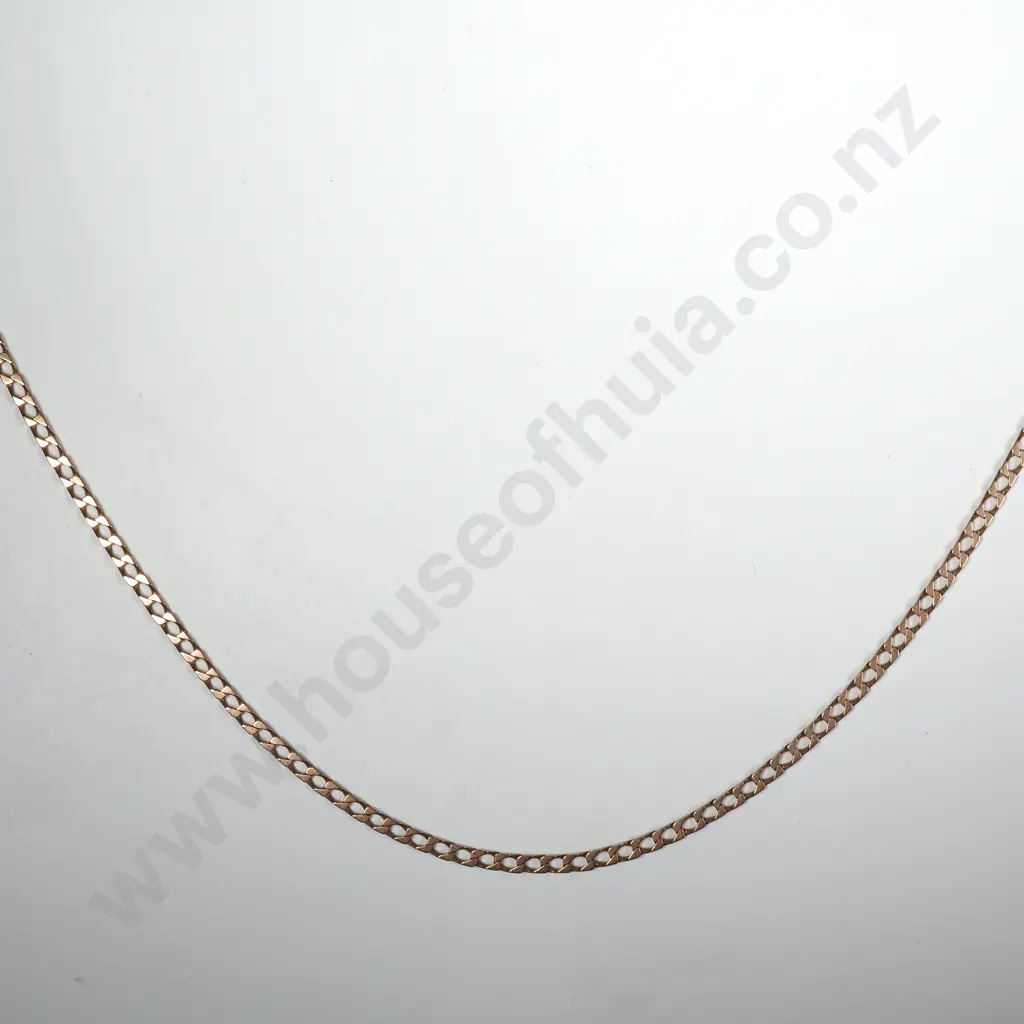 Vintage 9ct Gold Striaght Curb Link Necklace Image 1++