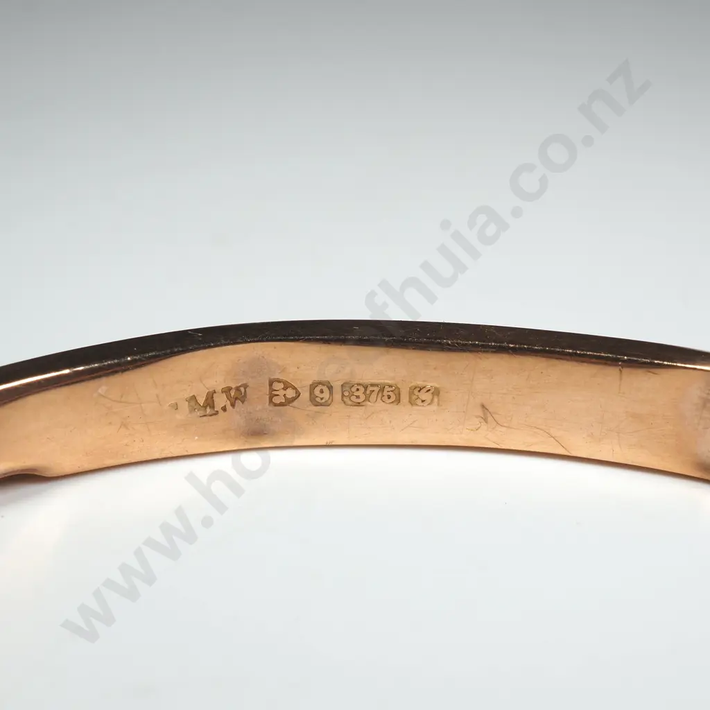 Antique 9ct Rose Gold Bracelet w Yellow Stone Image 1++