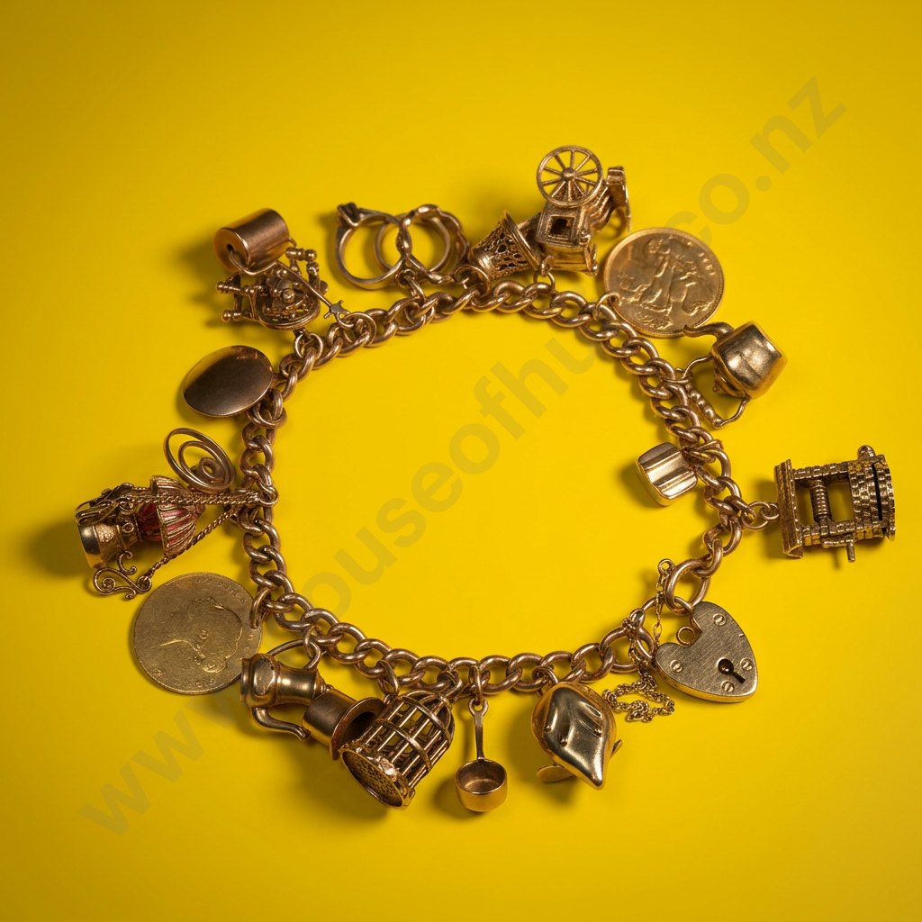 Substantial 9ct Gold Charm Bracelet Image 1++