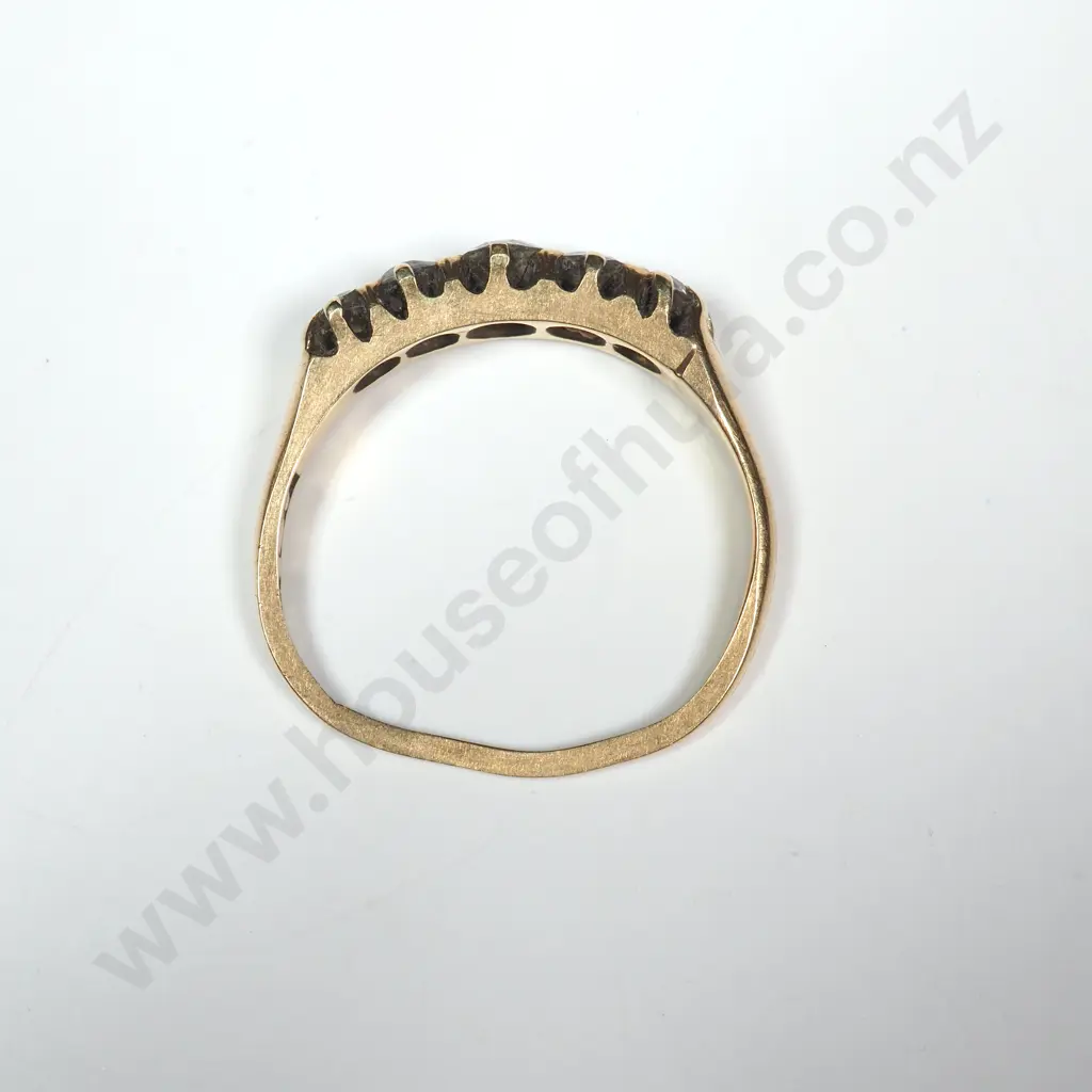 Antique 18ct Gold & Mine Cut Diamond Bridge Ring Image 1++