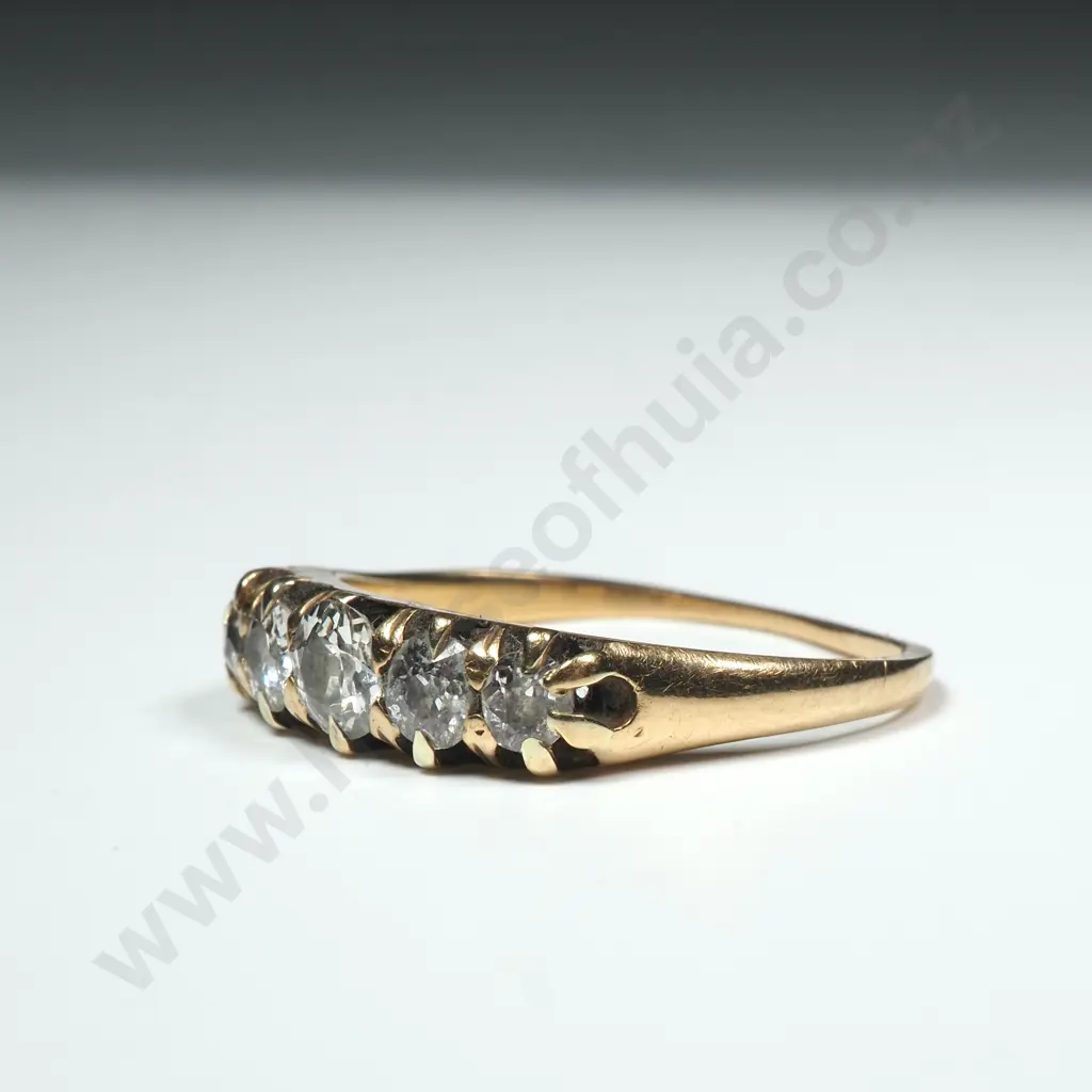 Antique 18ct Gold & Mine Cut Diamond Bridge Ring Image 1++