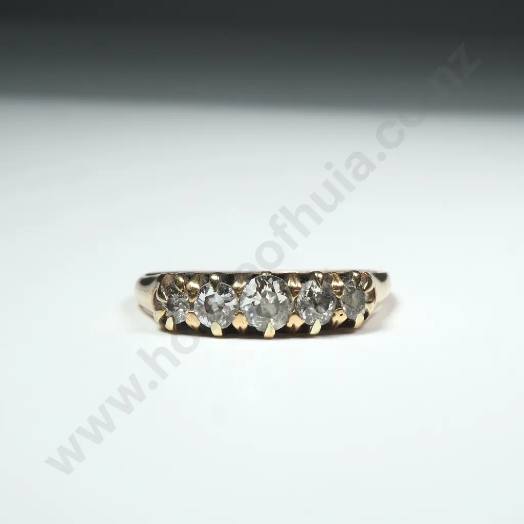 Antique 18ct Gold & Mine Cut Diamond Bridge Ring Image 1++