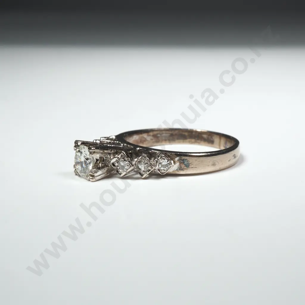 Architectural 18ct White Gold Diamond Solitaire Ring Image 1++