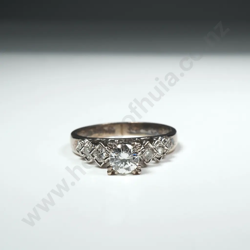 Architectural 18ct White Gold Diamond Solitaire Ring Image 1++