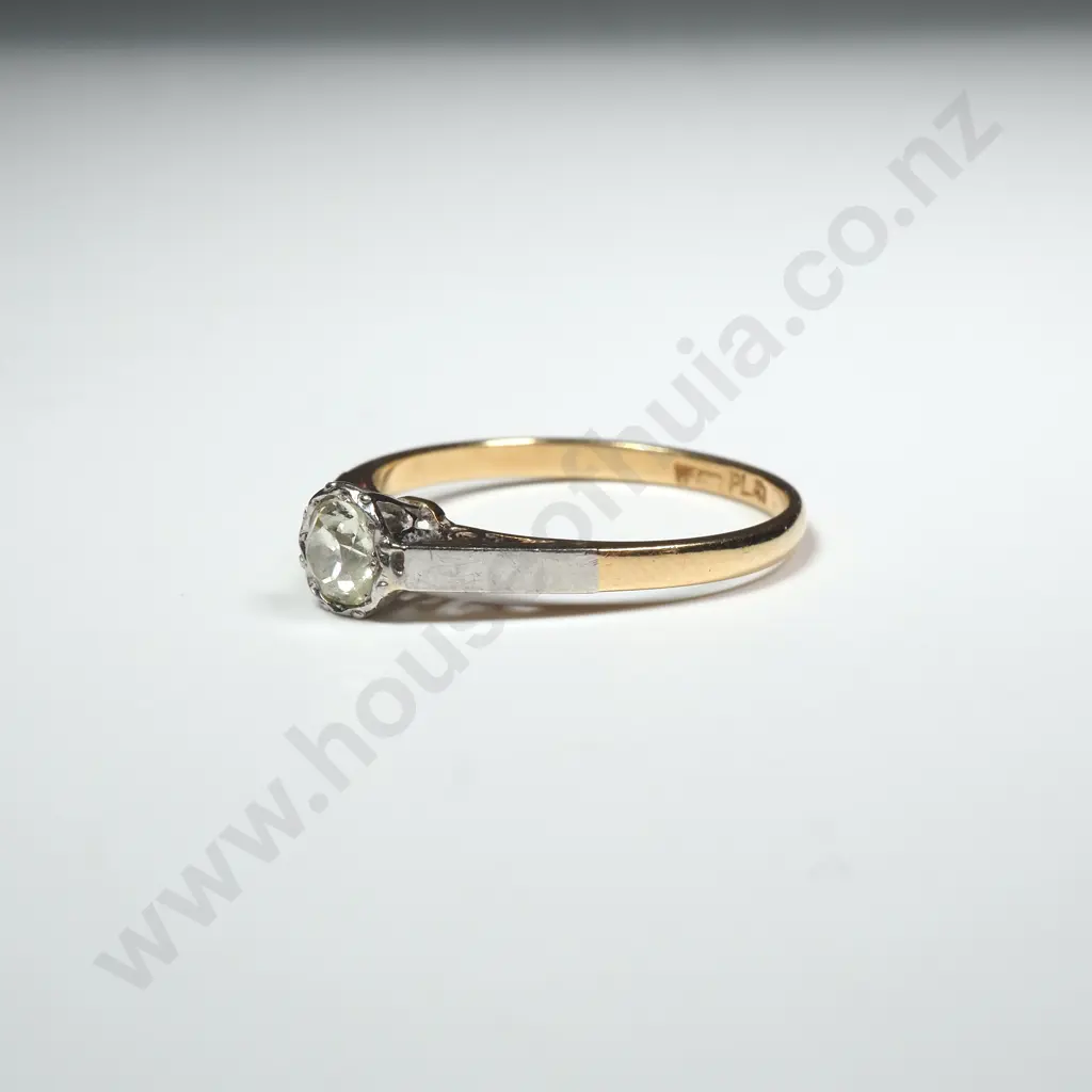 18ct Gold & Old Mine Cut Diamond Solitaire Ring Image 1++