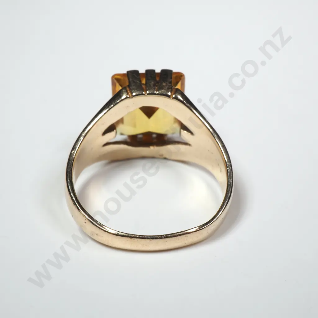 Vintage 9ct Gold Yellow Stone Ring Image 1++