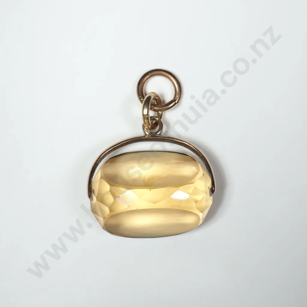 Antique 9ct Gold Citrine Spinner Pendant Image 1++