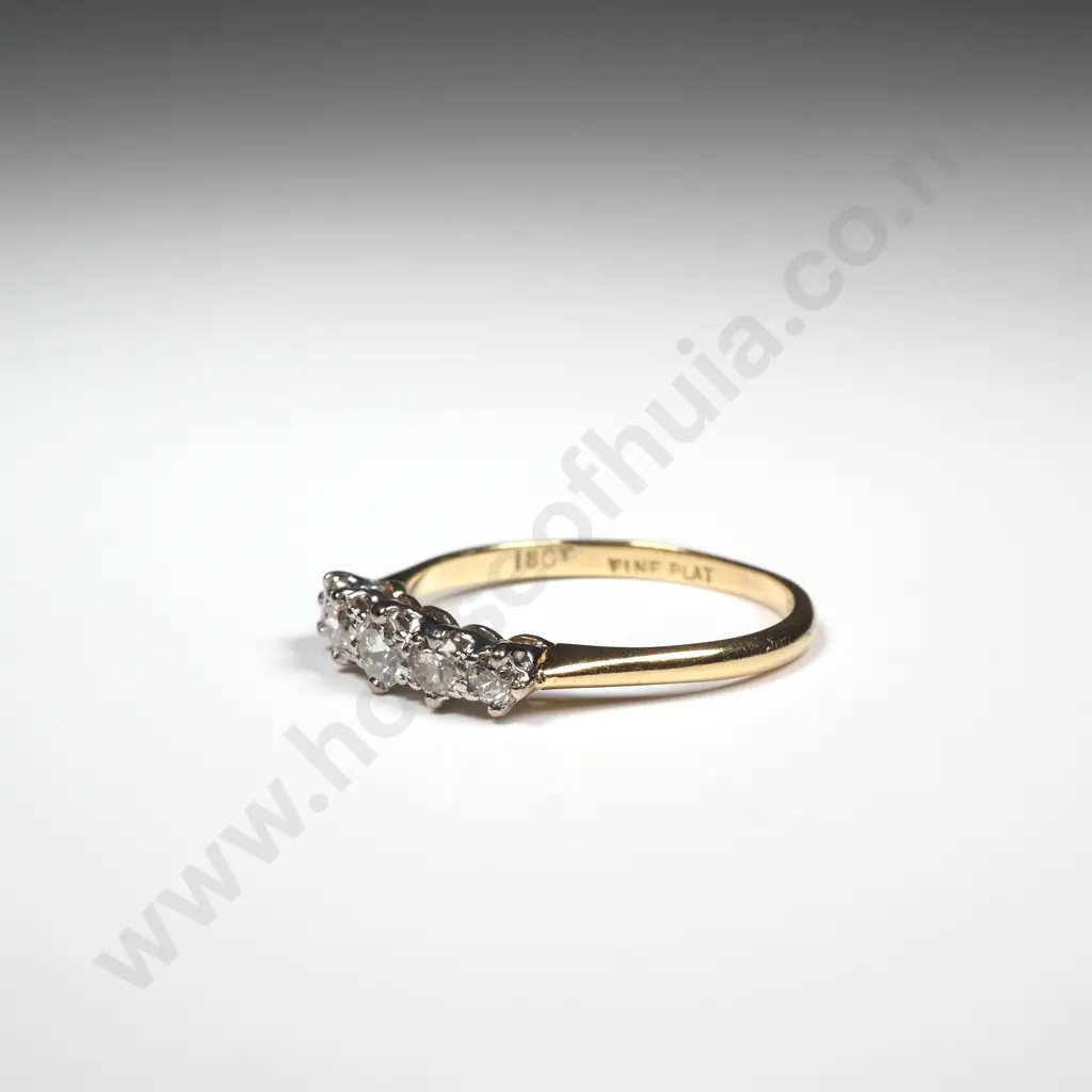18ct Gold Five Diamond Ring Image 1++