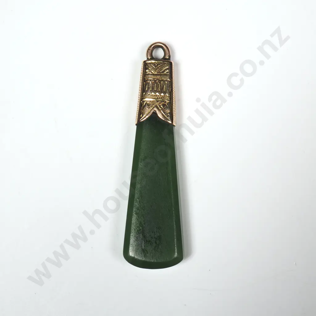 Colonial 9ct Gold Capped Greenstone Pendant Image 1++