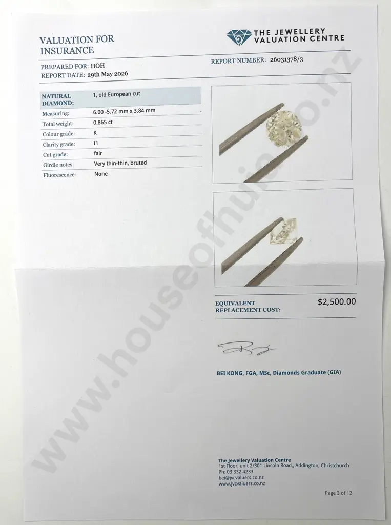 Loose .865 Carat Old European Cut Diamond w Valuation $2,500.00 Image 1++