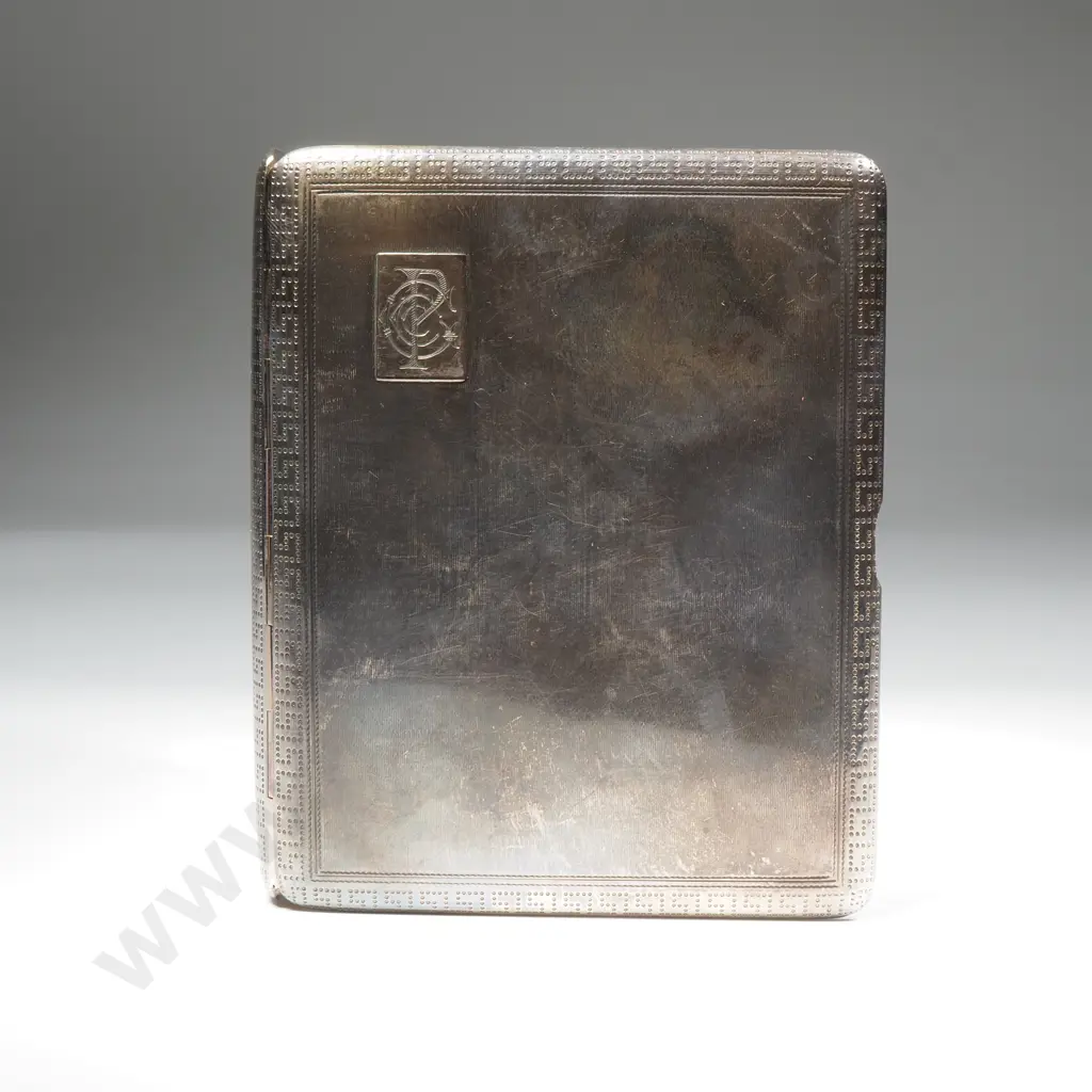 Impressive Sterling Silver Card Case w Gold Press Button Image 1++
