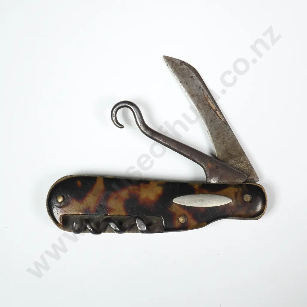 Antique Tortoise Shell Sided Pocket Knife Image 1++