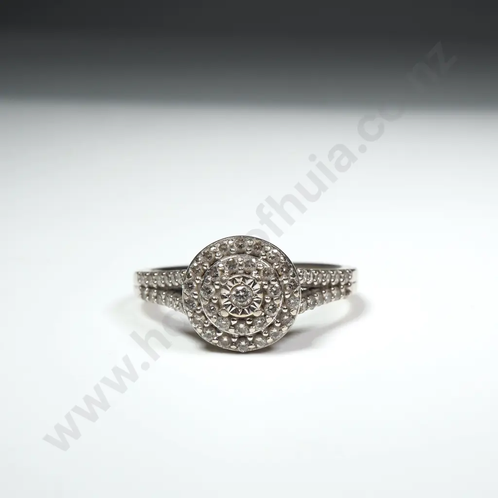 9ct White Gold Diamond Ring Image 1++