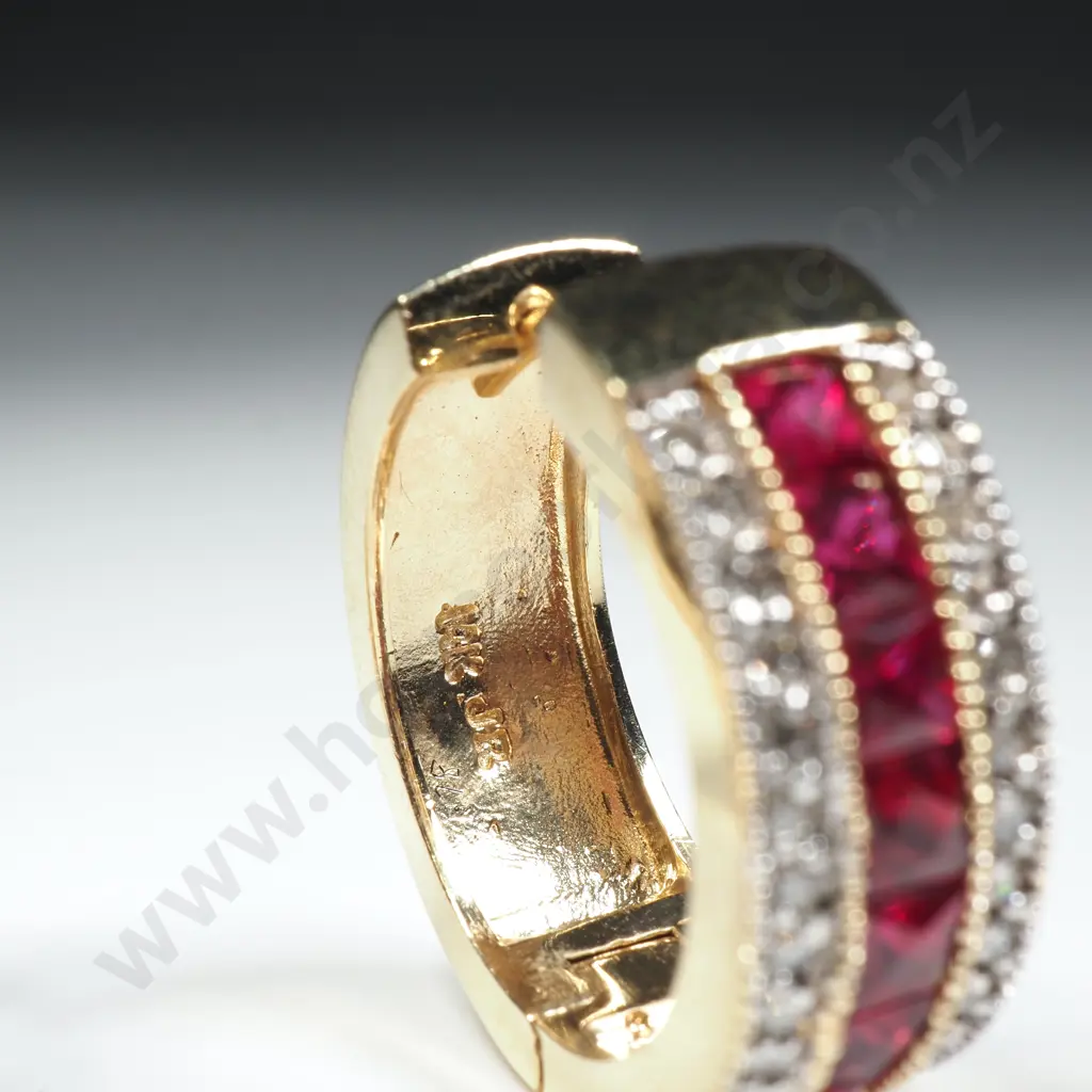 18ct Gold Diamond & Ruby Earrings w Valuation for 9,445.00 - Matches Following Lots Image 1++