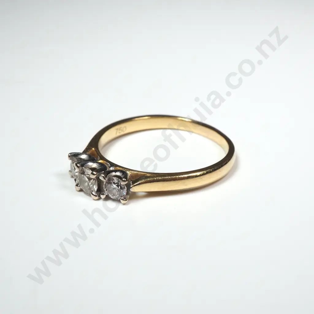 18ct Gold Three Diamond Ring w Valuation for $2,499.000 Image 1++